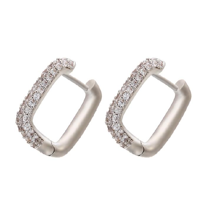 Geometric rectangle small hoop earrings