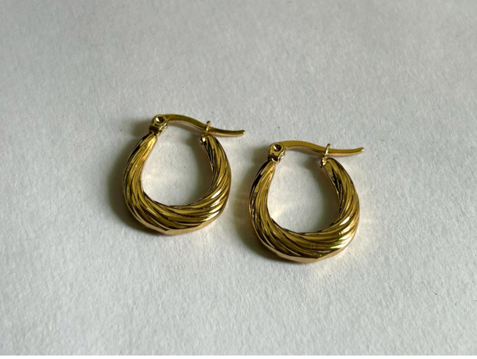 Stainless steel oval weave hoops earrings