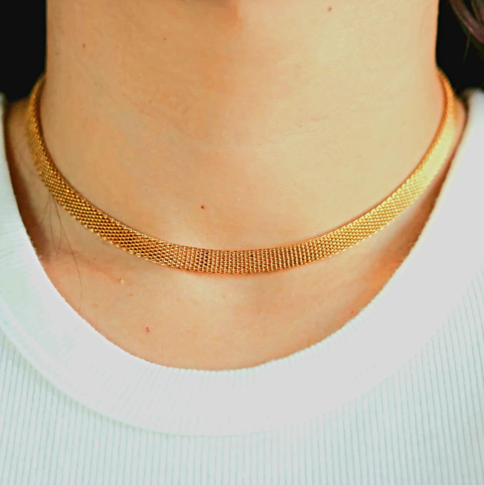 Stainless steel mesh link chain 3 layers choker necklace