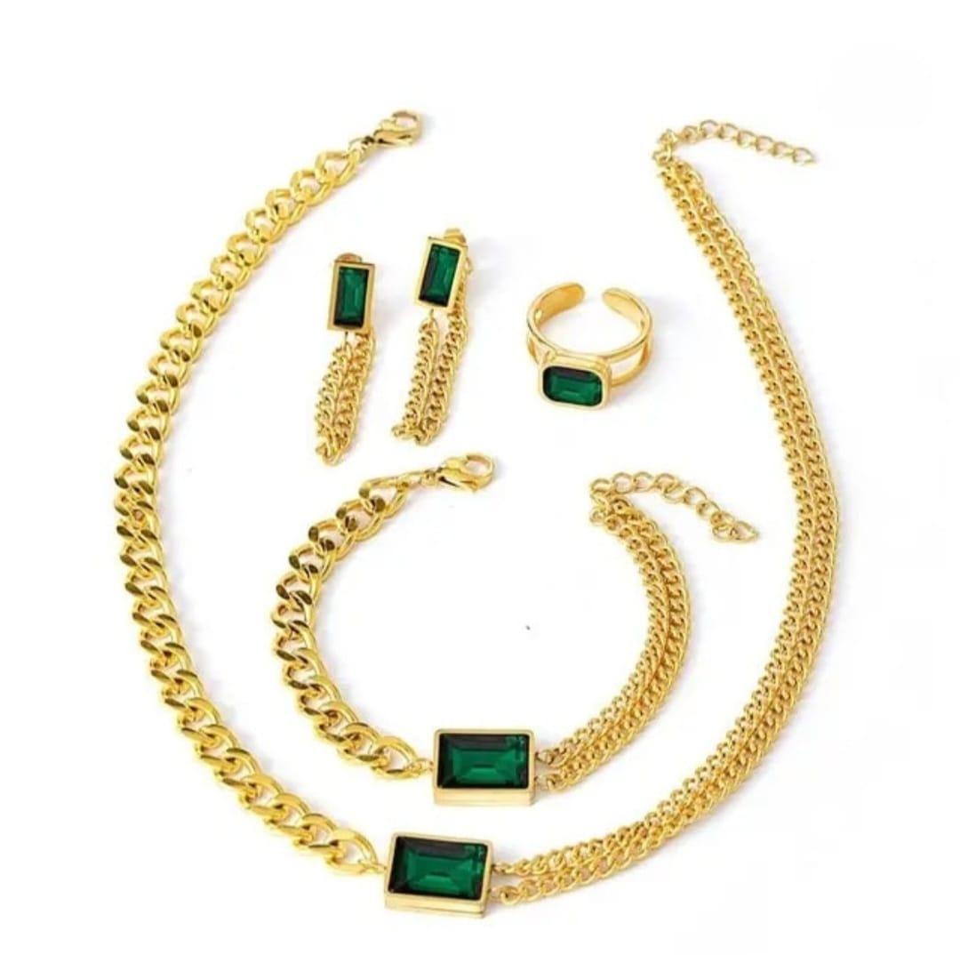 stainless-steel-emerald-green-gem-stone-complete-necklace-set