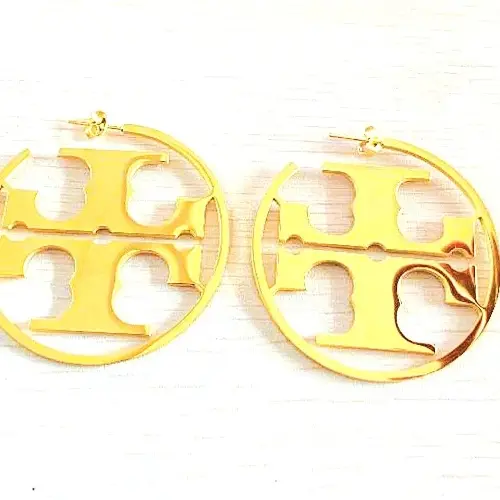 Stainless steel torry burch style hoop earrings