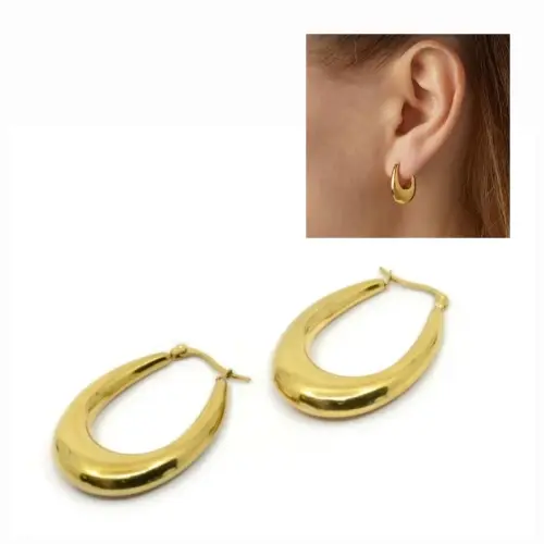 STAINLESS STEEL CLASSY U SHAPE HOOP EARRING