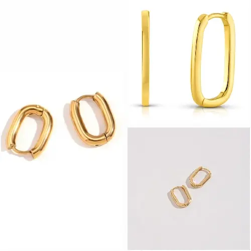 STAINLESS STEEL OVAL HUGGIE HOOP EARRING