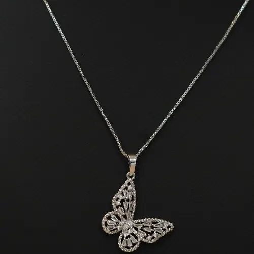 Trending fashion wide butterfly zircon pendant