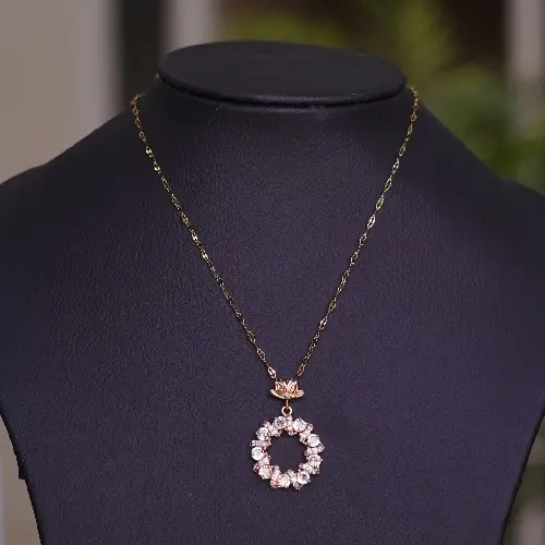 Stainless steel circle zircon necklace